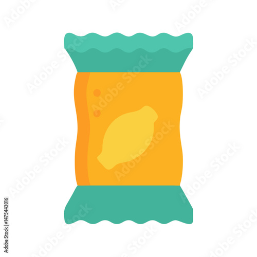Potato Chip Snack Bag Icon Isolated on Black