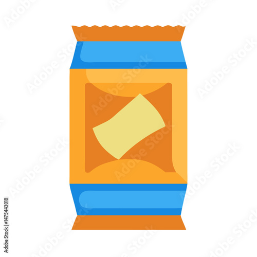 Cartoon Chips Package Illustration in Blue and Orange