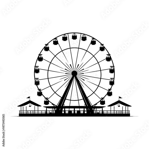 Ferris Wheel Silhouette at Amusement Park