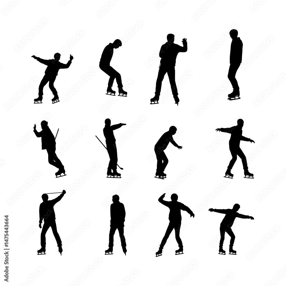 Fototapeta premium Ice Skater Performing Silhouette Clipart