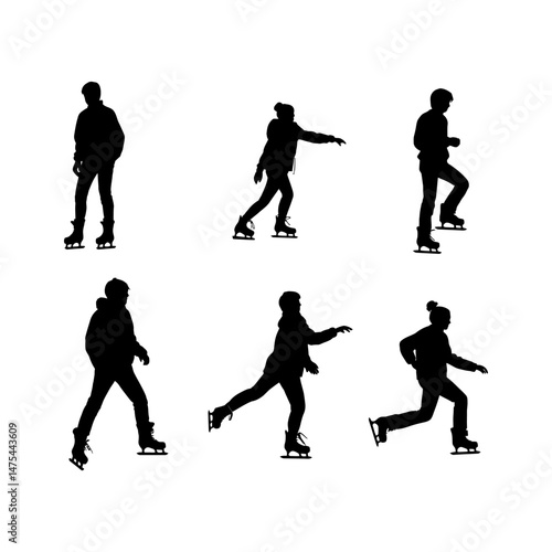 Ice Skater Performing Silhouette Clipart