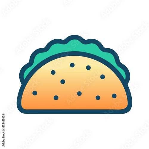 Colorful Taco Icon on Black Background Illustration