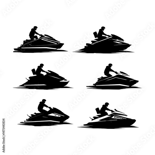 Jet Ski Silhouette on White Background
