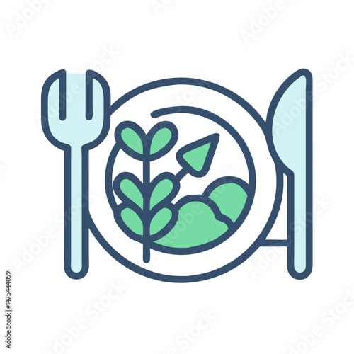 Vector Art of Healthy Food on a Plate