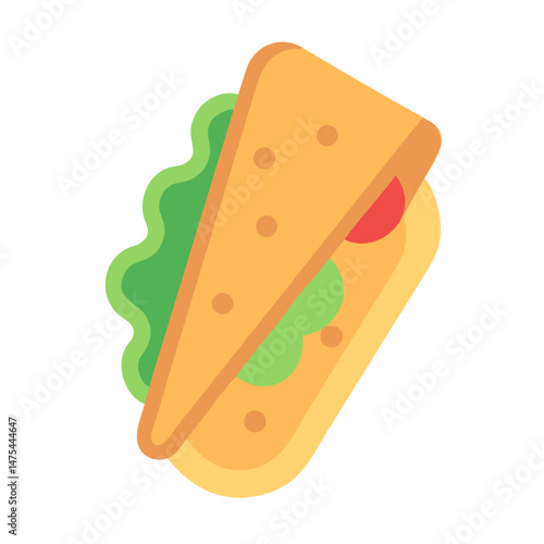 Simple Sandwich Icon with Lettuce and Tomato Graphic
