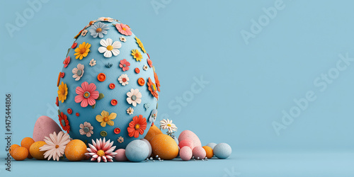 Decorative pastel floral easter egg