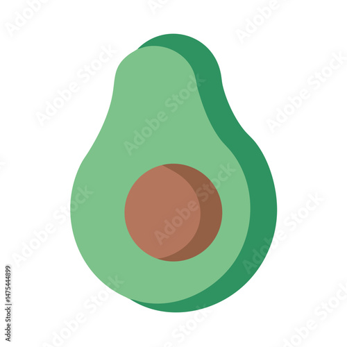 Minimalist Avocado Illustration on Black Background, Fresh Healthy Food
