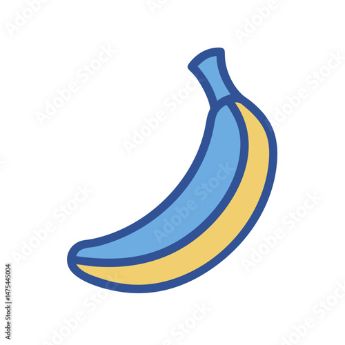 Abstract Blue and Yellow Banana Illustration on Black Background