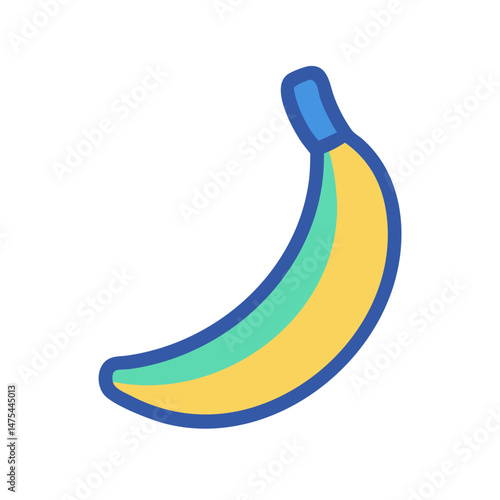 Stylized Banana Icon: Healthy Food, Fruit, Tropical, Yellow