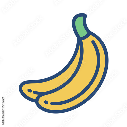 Banana Icon Vector Illustration on Black Background