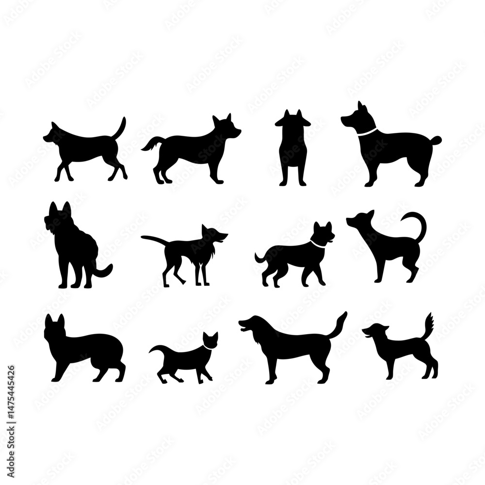 Obraz premium Playful Dog Silhouette Vector Illustration
