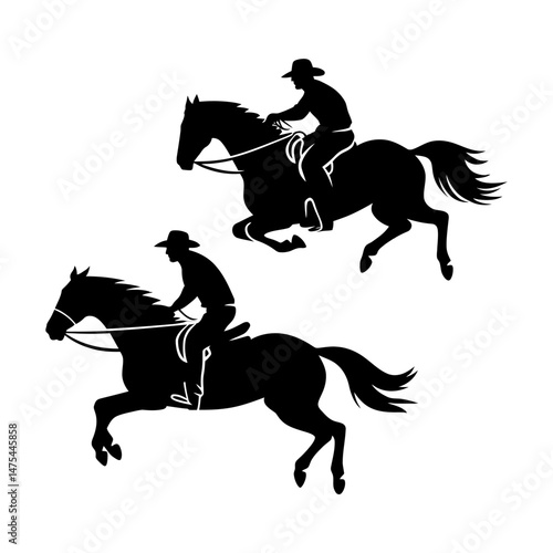 Rodeo Cowboy on Bucking Horse Silhouette