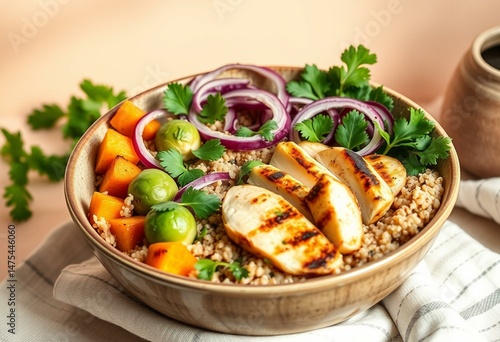 Vibrant Buddha Bowl with colorful vegetables and whole grains