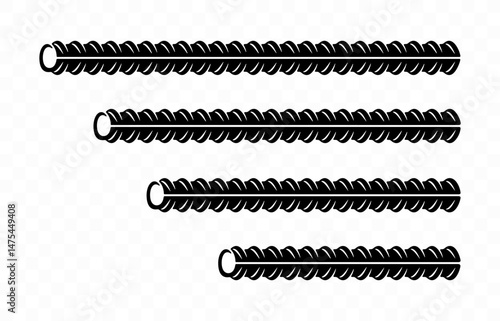 Steel reinforcement or rebar, metal industry, graphic design. Alloy, metallurgy, construction, vector design and illustration