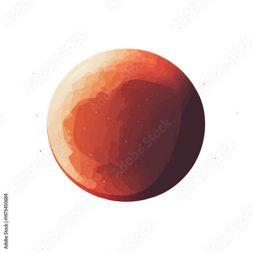 Lunar Eclipse 2D flat vector illustration, isolated on a white background.