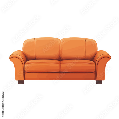 2D flat vector illustration of Leather Sofa, isolated on a white background.