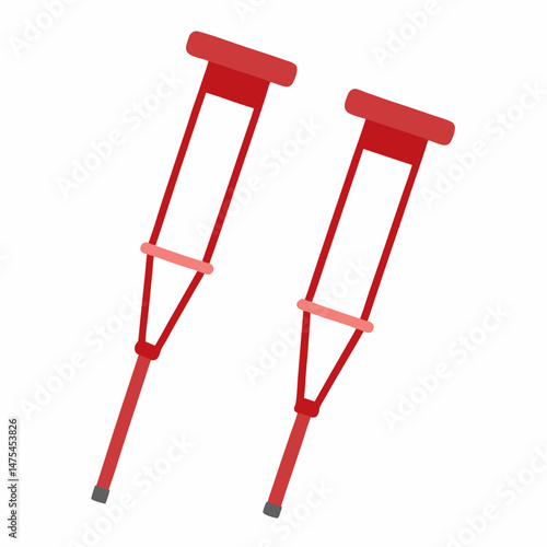 red crutches isolated on white