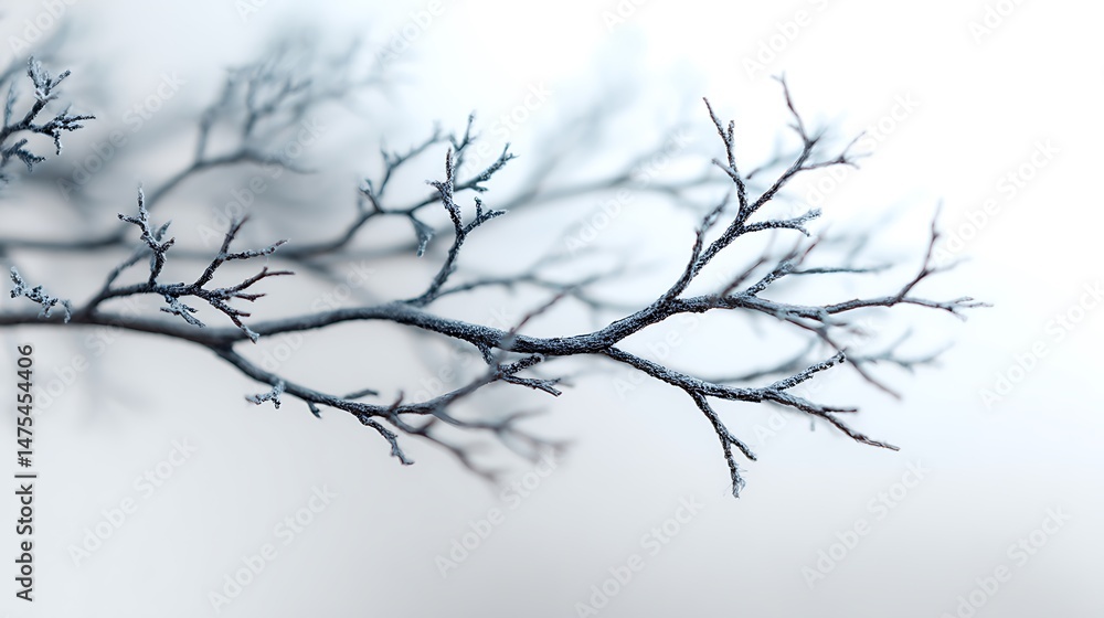 Obraz premium Close Up of a Delicate Grey Branch Against a White Background .
