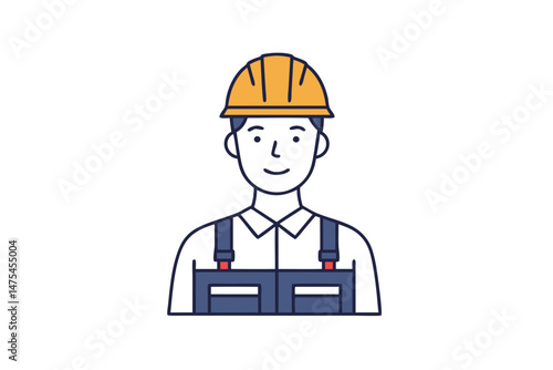 Construction worker smiling in a flat design style  