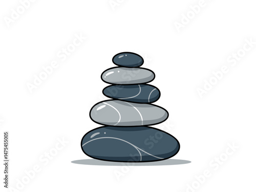 Stacked stones in minimalist design on white background  