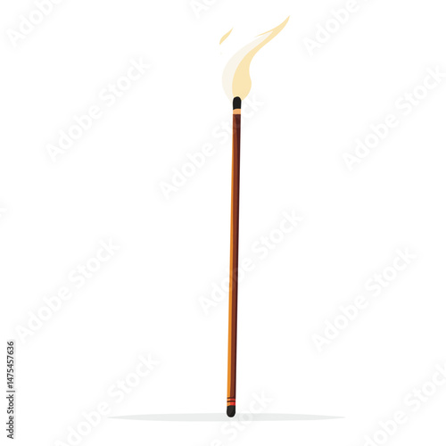 2D flat Incense Stick vector illustration, isolated on a white background.