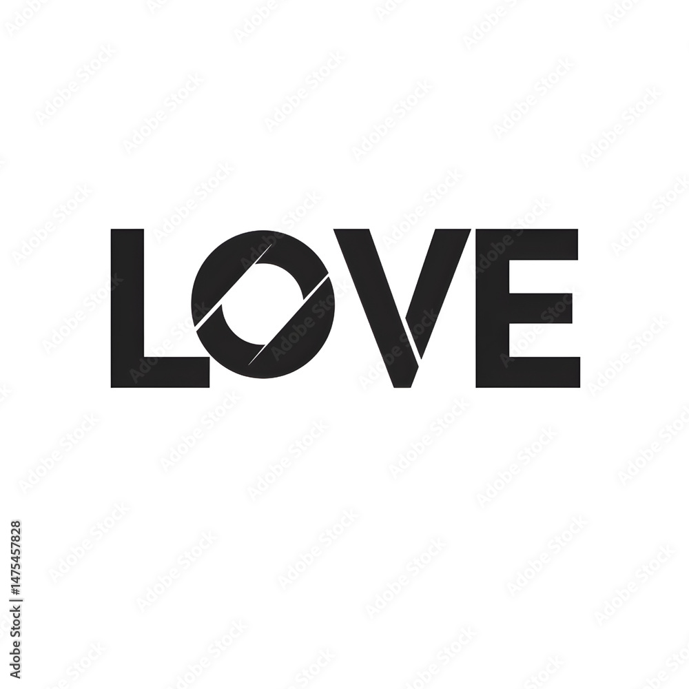Fototapeta premium Minimal Black Love Text with Modern Design 