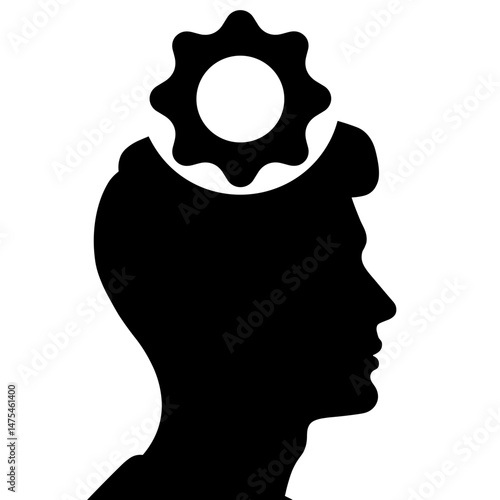 Human silhouette with a gear symbolizing creativity  