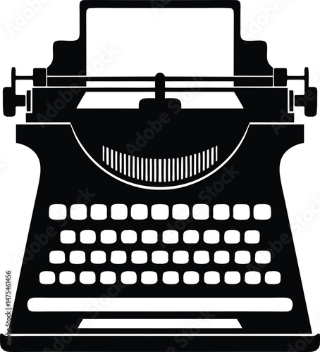 Old typewriter vector art - clean silhouette for logos, EPS JPEG PNG clipart
