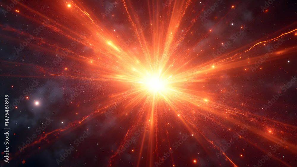 Naklejka premium A Radiant Cosmic Explosion Illuminating the Starry Void