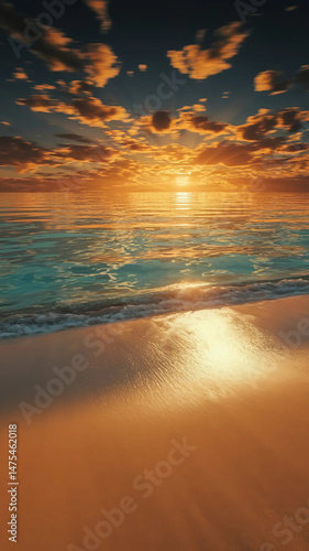 Beautiful sunset over the sea. Panoramic view. Beautiful seascape.