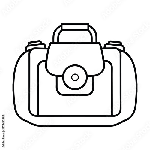outline of a camera bag line art vector