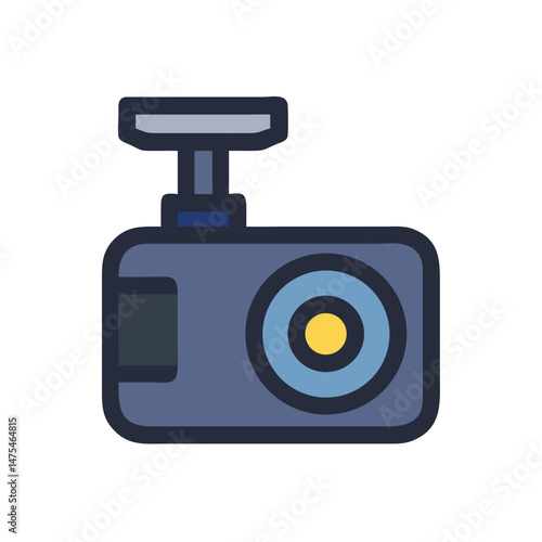 Dashcam icon, car camera illustration with black background