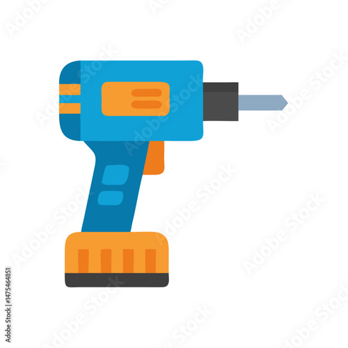 Blue and Orange Cordless Power Drill Illustration Icon