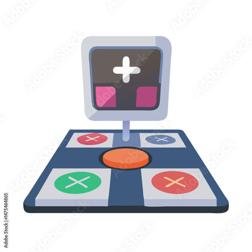 Cartoon Medical Device with Cross Marks and Button