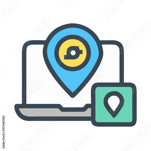 Online location tracking system vector with laptop design