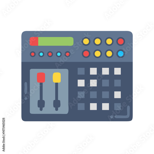 Music mixing console, dj sound system illustration