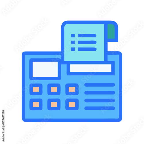 Colorful stylized receipt printer with calculator keyboard vector