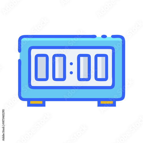 Blue digital clock showing zero hour, midnight time