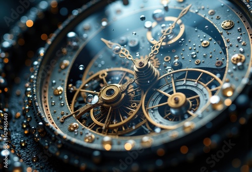 Wallpaper Mural Close-up of an intricate mechanical watch with water droplets and gears Torontodigital.ca
