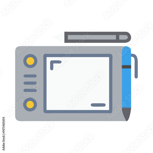 Digital graphic tablet with pen, illustration art tool