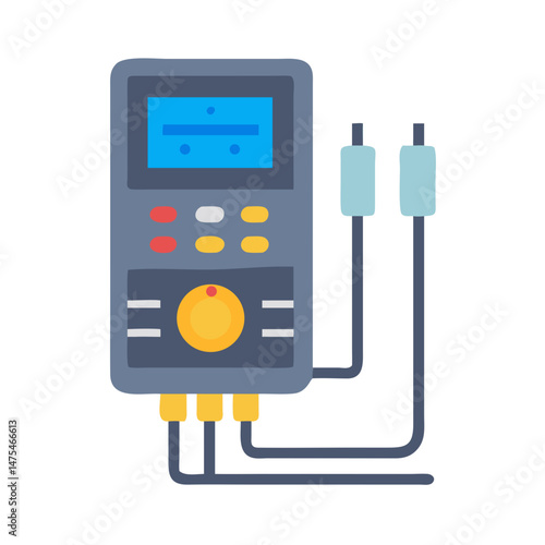 Digital multimeter illustration, electrical tester equipment, black background