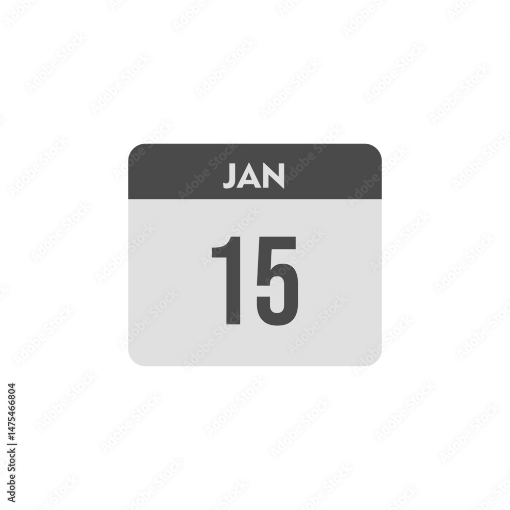 Fototapeta premium calender icon, 15 january icon with white background