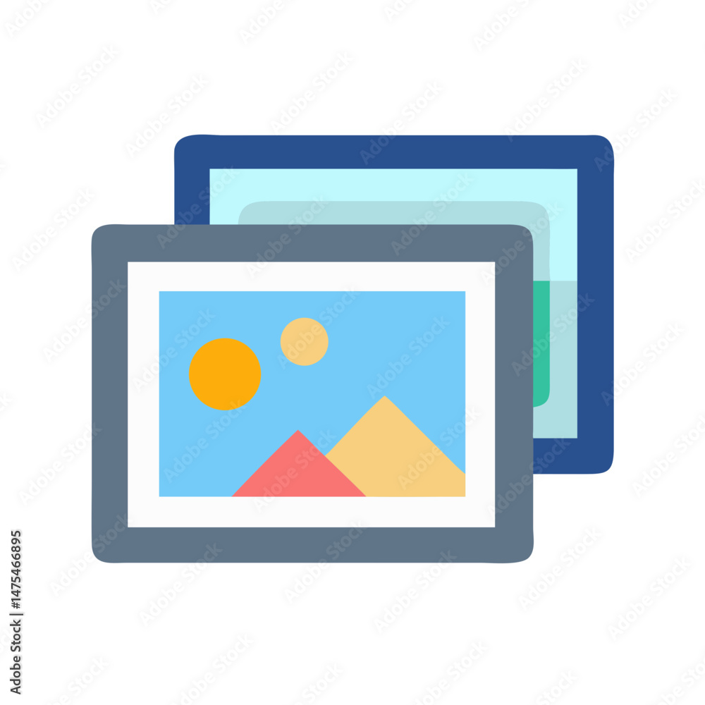 Multiple image frames displaying abstract landscape design vector Multiple image frames displaying abstract landscape design vector