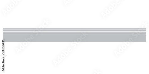 Close up of white decorative moulding baseboard in empty modern room interior detail trim wall panel design stock