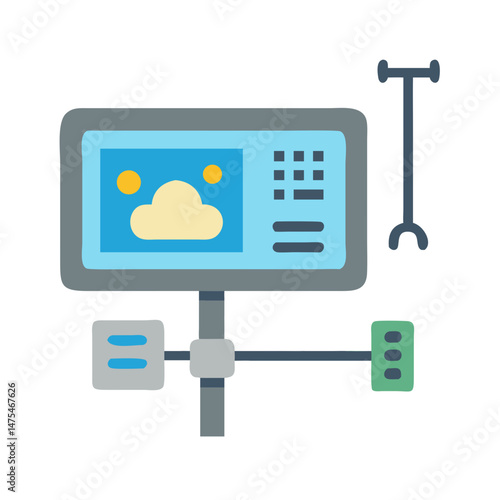 Weather station icon with LCD display and sensors