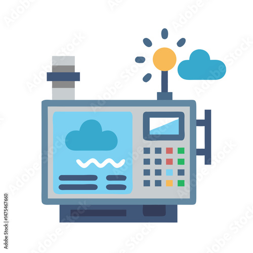 Modern Weather Forecast Machine with Sun and Cloud Icons