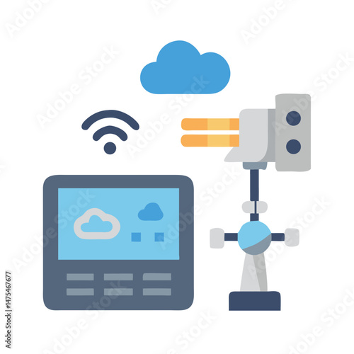 Modern Weather Station with Cloud Connection Vector Illustration