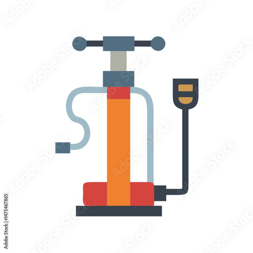 Foot pump for bicycle, minimal design on black background
