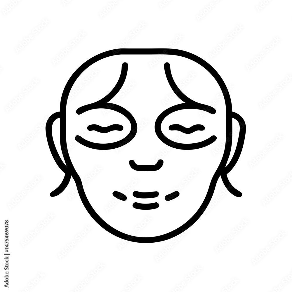 Relaxed face with collagen mask in minimalist style Relaxed face with collagen mask in minimalist style