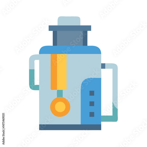 Illustration of a Blue and Orange Juicer Appliance